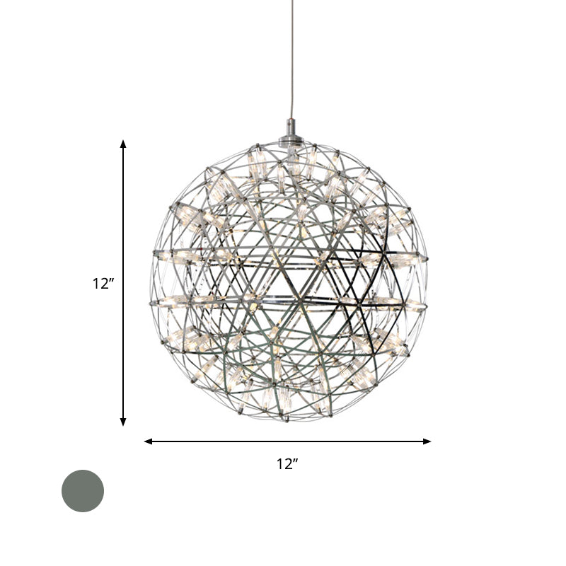 Modernist Stainless Steel Firework Chandelier with LED Orb Shade - 8