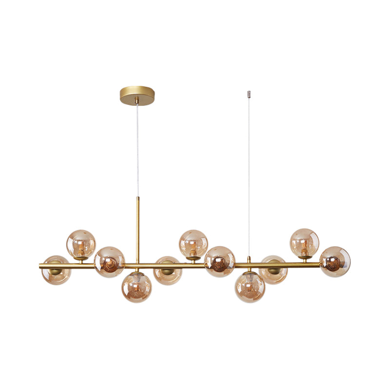 Lampe suspendue boule de verre postmoderne pour cuisine, plusieurs couleurs et finition or/noir, 7/9/11 lumières