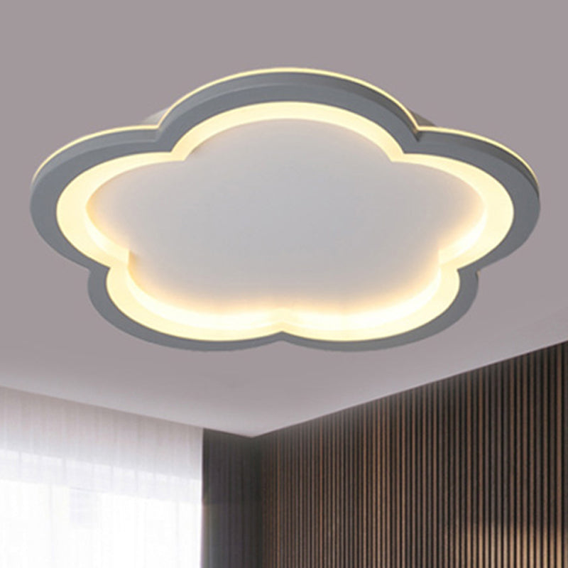 Simplicity LED Ceiling Light Fixture with Acrylic Diffuser- Flower Metal Flush Light in White/Warm Light, 10