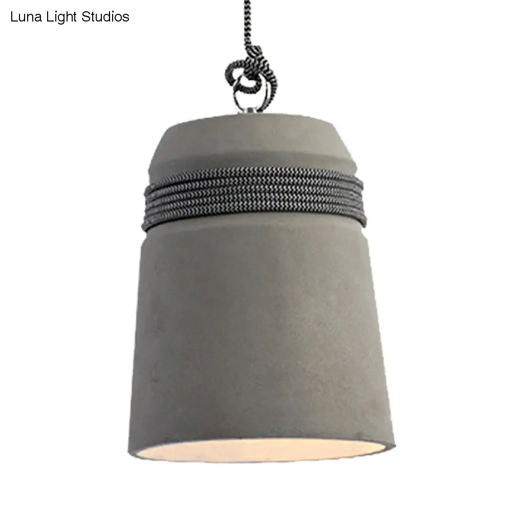 Lampada a sospensione con finitura in cemento stile industriale nero/grigio/beige con corda