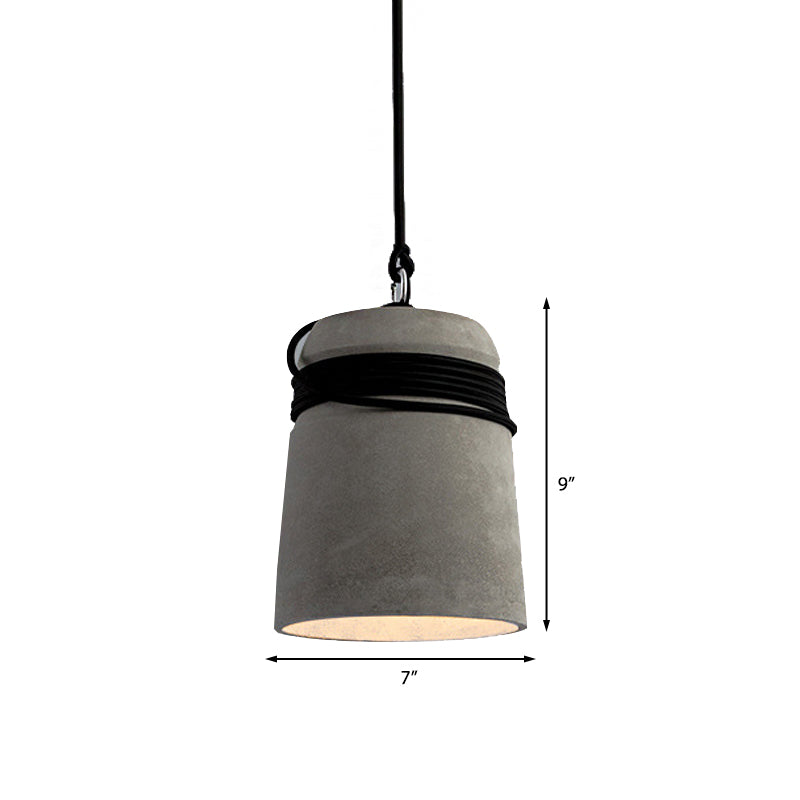 Lampada a sospensione con finitura in cemento stile industriale nero/grigio/beige con corda