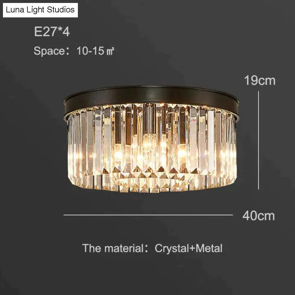 Nowoczesna kryształowa lampa sufitowa Living Crystal lampa sufitowa sypialnia klasyczne okrągłe lampy sufitowe czarna podstawa oprawy Led jadalnia