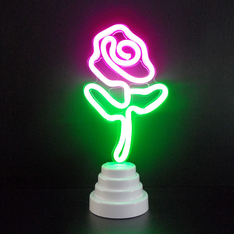 Mini-LED-Cartoon-Tischlampe – batteriebetriebene Schlafzimmer-Nachttischleuchte in Weiß
