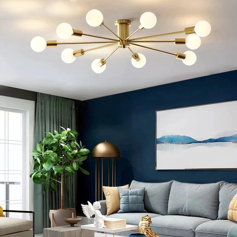 Plafonnier en cuivre moderne salle à manger en laiton plafonnier salon luminaires LED Lustres de cuisine lumières éclairage de plafond nordique chambre à coucher
