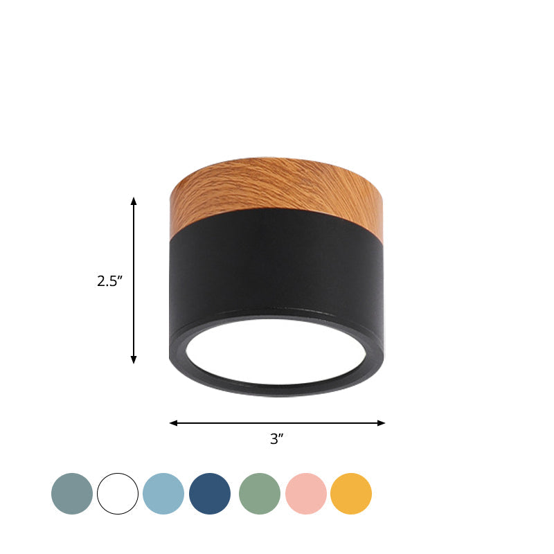 Piccola plafoniera da incasso in metallo Macaron per bar cucina - Giallo/Blu/Nero e legno