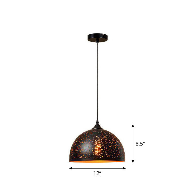 Ausgehöhlte Metall-Pendelleuchte, Retro-Hängeleuchte mit 1 Licht und schwarzem Finish für Restaurants