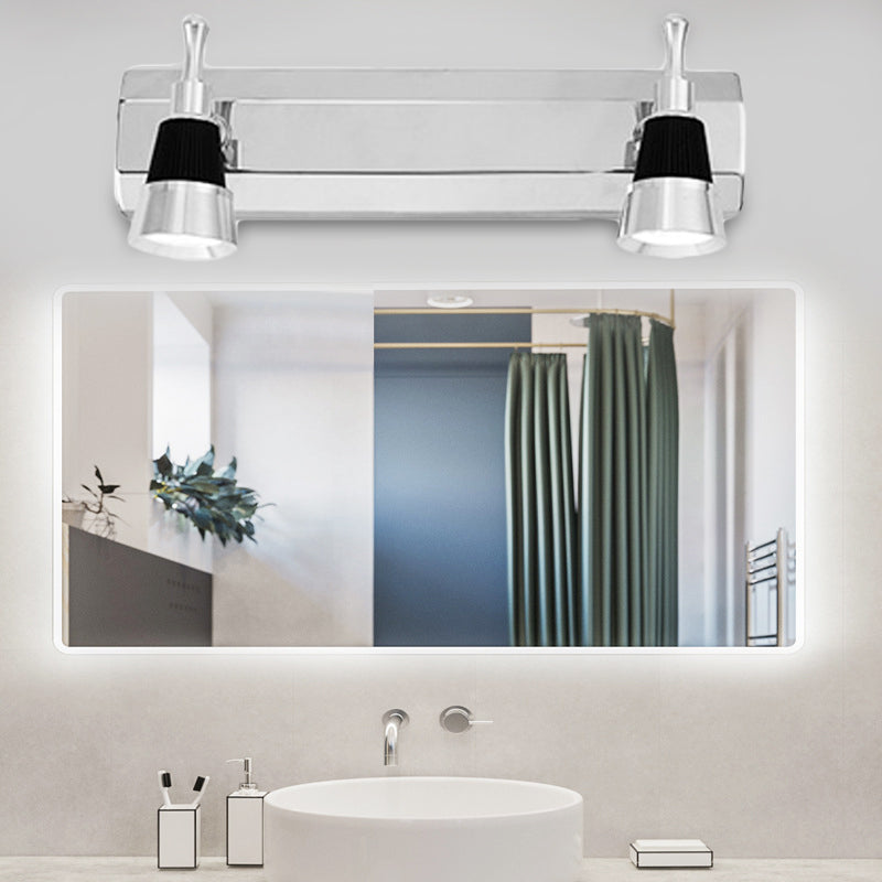 Lámpara de tocador cónica modernista: lámpara de pared para baño de 2/3 luces en aluminio con iluminación blanca cálida