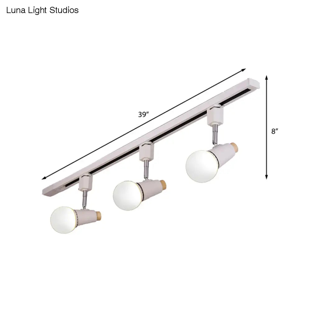Industriële metalen lineaire plafondlamp - 3/4-kops verstelbare semi-inbouwrailarmatuur met komvormige kap in zwart/wit