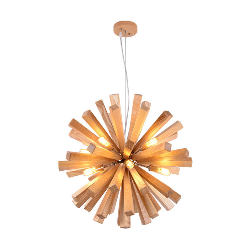 Lámpara colgante Starburst, lámpara colgante de madera modernista de 14 