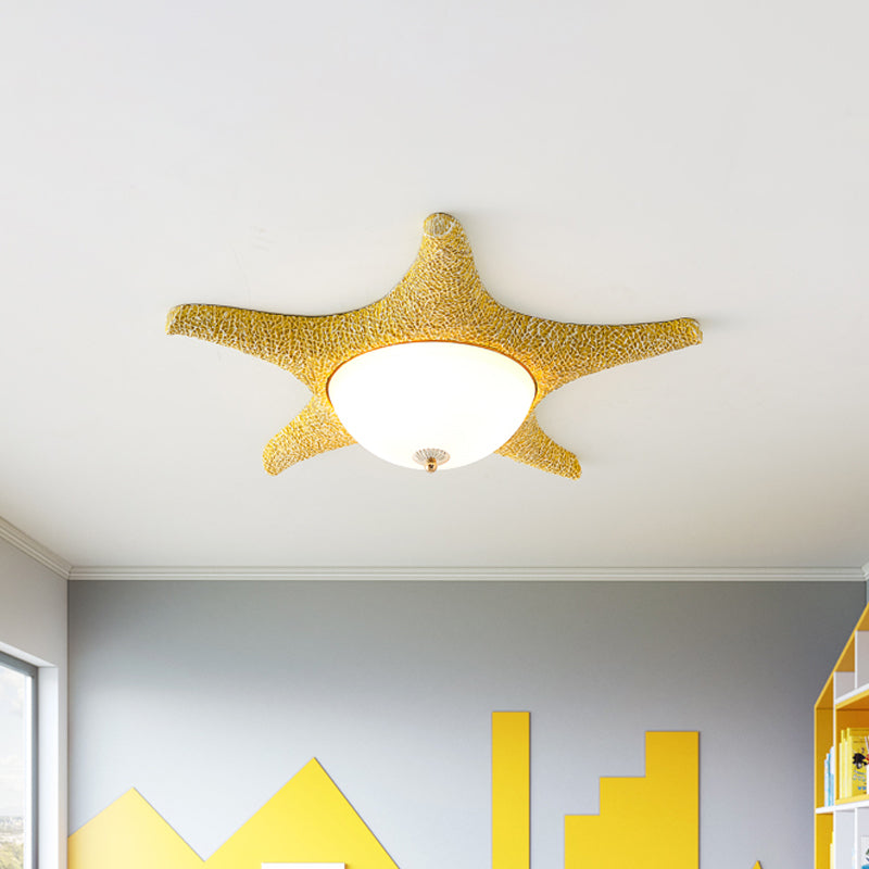 Noche estrellada en tu habitación - Luminaria empotrada LED de estrella de mar de resina para niños en alegre rosa, amarillo y azul con luz blanca/cálida