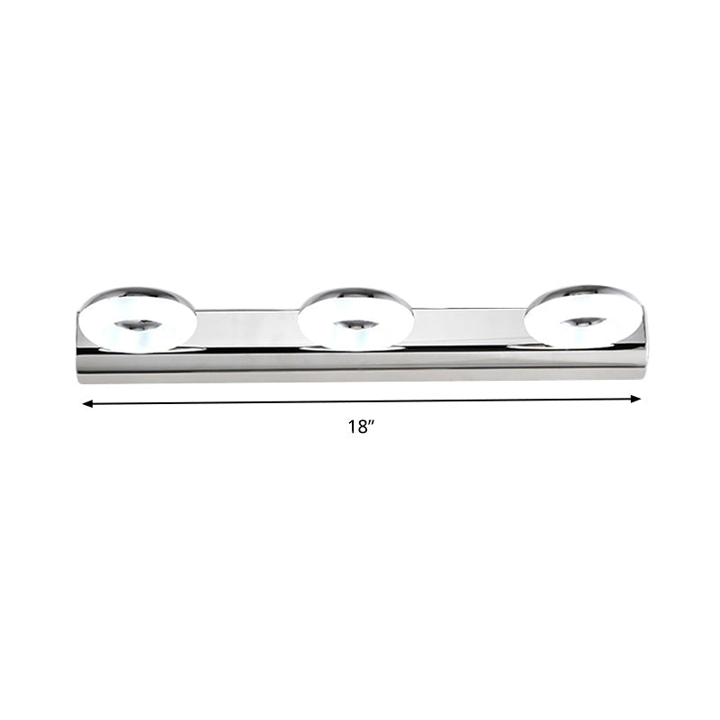 Lámpara de tocador de pared para baño de 2/3 cabezales con pantalla acrílica - Acabado plateado, iluminación blanca cálida