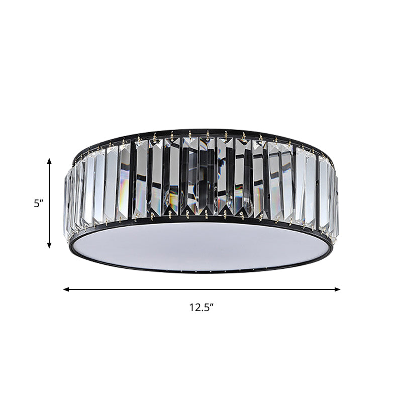 Eenvoudige trommel-inbouwlamp met kristallen schaduw - Zwart/brons 3/4/5-lichtarmatuur voor slaapkamers