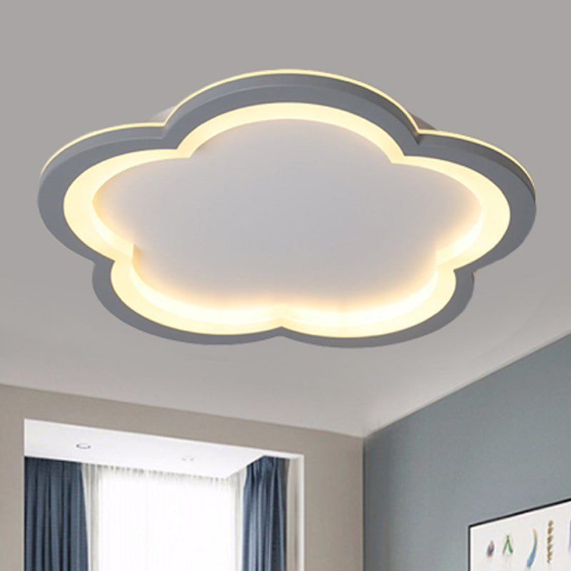 Simplicity LED Ceiling Light Fixture with Acrylic Diffuser- Flower Metal Flush Light in White/Warm Light, 10