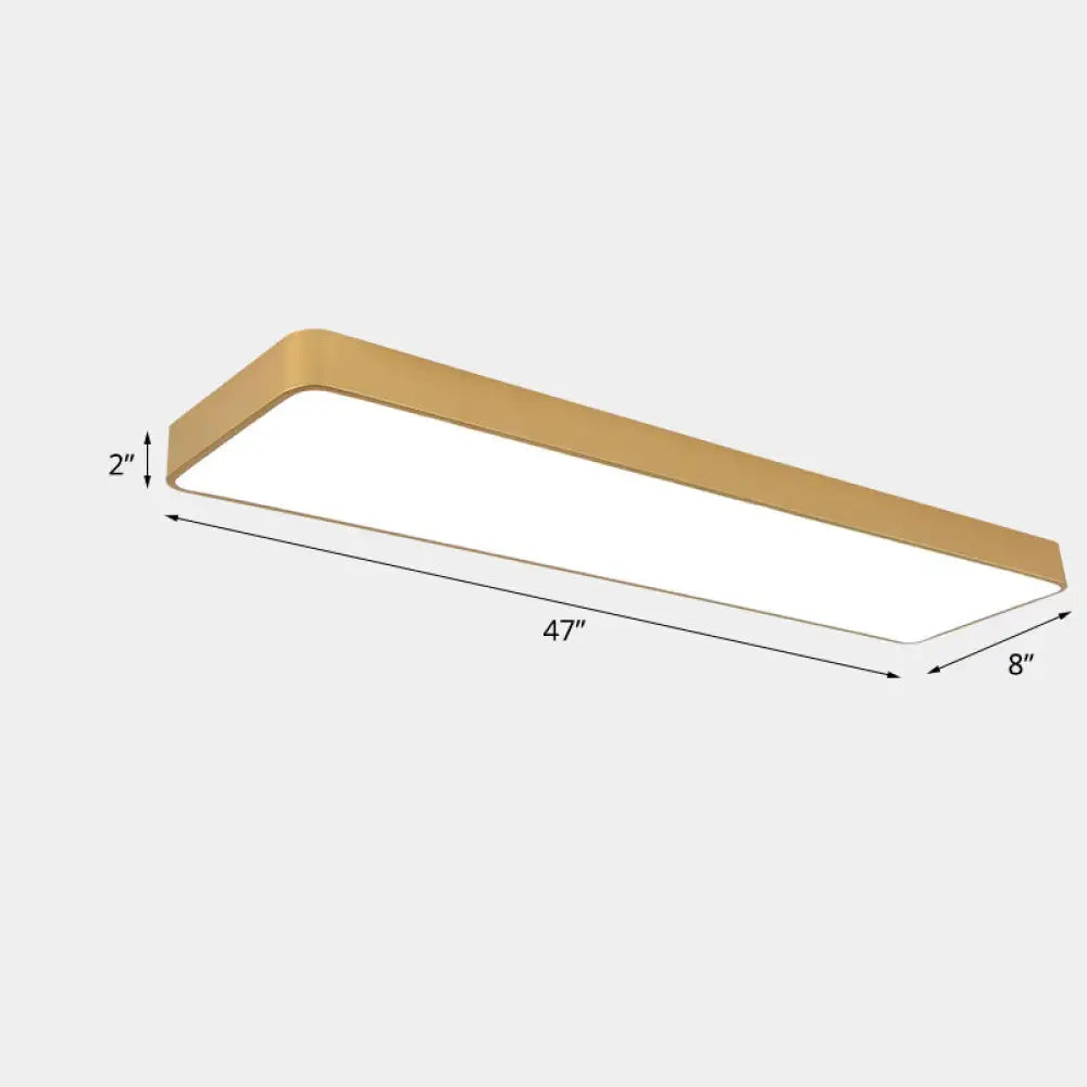 Biurowa lampa LED do montażu podtynkowego o minimalistycznym metalowym kształcie prostokąta i wykończeniu w kształcie słojów drewna — nowoczesne oświetlenie sufitowe