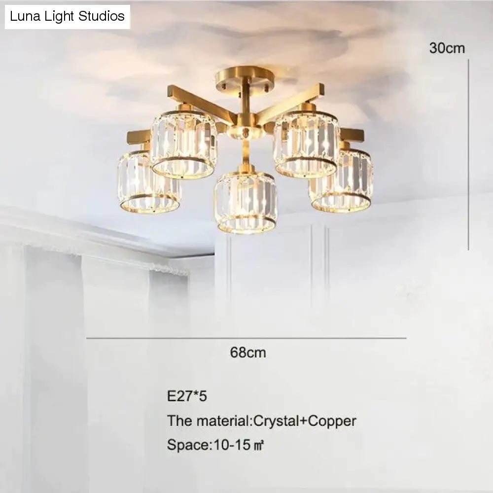 Luces de techo de cristal para dormitorio, lámpara de cobre de diseño moderno, lámpara Led para comedor, lámpara de techo para cocina, Lustre de cristal para sala de estar