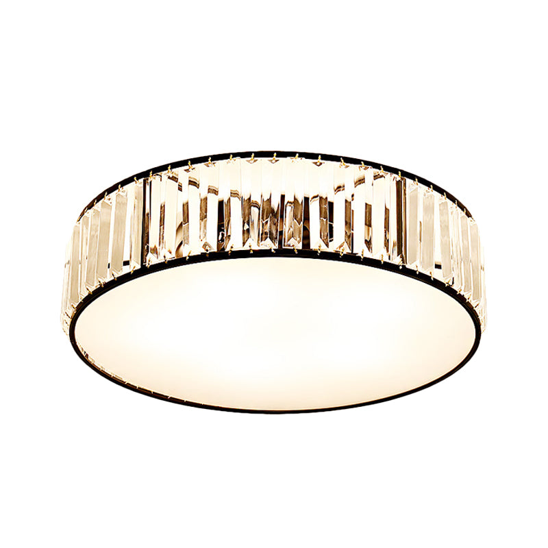 Eenvoudige trommel-inbouwlamp met kristallen schaduw - Zwart/brons 3/4/5-lichtarmatuur voor slaapkamers