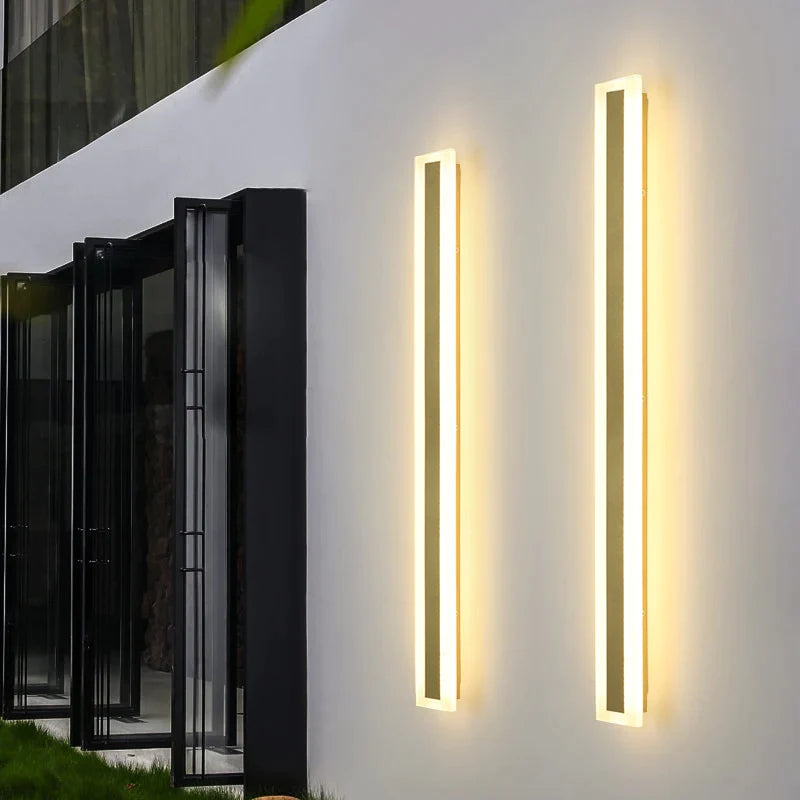 Außenbeleuchtung, hohe LED-Wandleuchte, IP65, wasserdicht, Aluminium, dimmbar, goldfarben, Garten-/Veranda-Wandleuchte, 110–220 V, Straßenleuchte