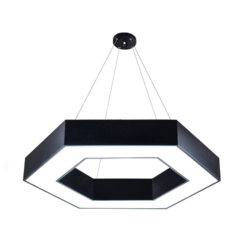 Nowoczesna akrylowa sześciokątna lampa wisząca w kolorze czarno-białym do biura