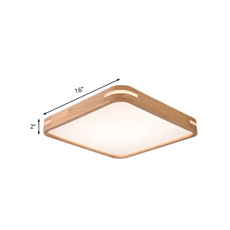 Modern Wood Beige LED Flush Mount Ceiling Light in White/Warm/Natural | Multiple Width Options