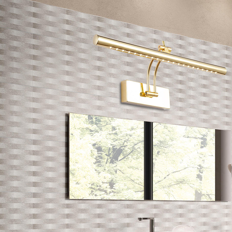 Lámpara de pared LED para baño con pantalla tubular de metal - Acabado cromado/dorado, 16
