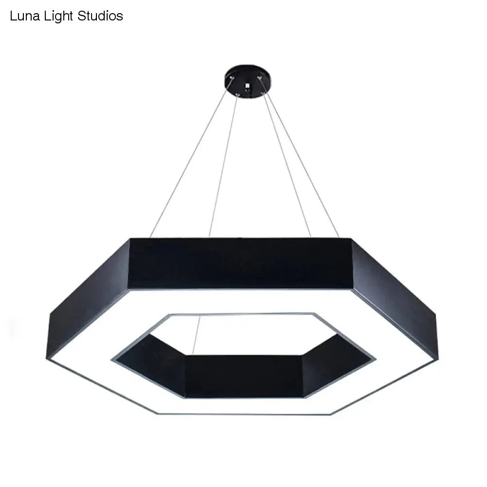 Nowoczesna akrylowa sześciokątna lampa wisząca w kolorze czarno-białym do biura