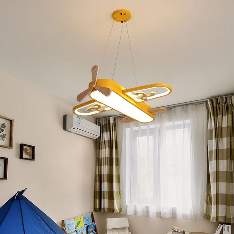 Lampada a sospensione a forma di aereo per bambini Lampadario a sospensione a LED in acrilico per camera da letto
