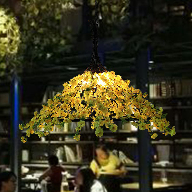 Botanic Green Metal Ceiling Chandelier - Loft Style Hanging Light for Artificial Botanic Restaurant