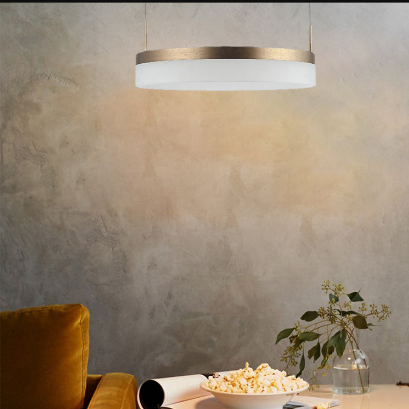 Modern Round LED Chandelier Pendant - Acrylic 1/2/3-Light Ceiling Light Fixture in Black/White/Gold - Warm/White Light