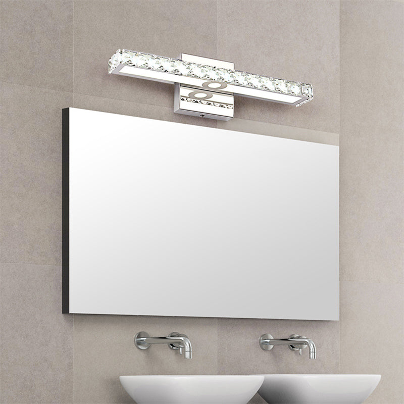 Moderne rechthoekige wandkandelaar met helder kristal geïntegreerde LED - badkamerwandlamp