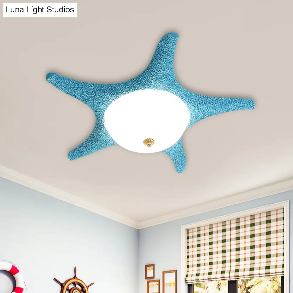 Noche estrellada en tu habitación - Luminaria empotrada LED de estrella de mar de resina para niños en alegre rosa, amarillo y azul con luz blanca/cálida