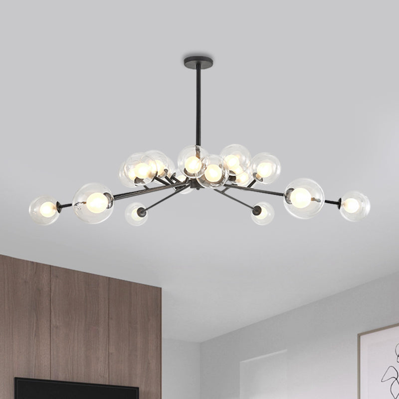 Modern Large Chandelier: 15/18 Lights, Restaurant Hotel Branch, Metal, Black/Gold Hanging Lamp