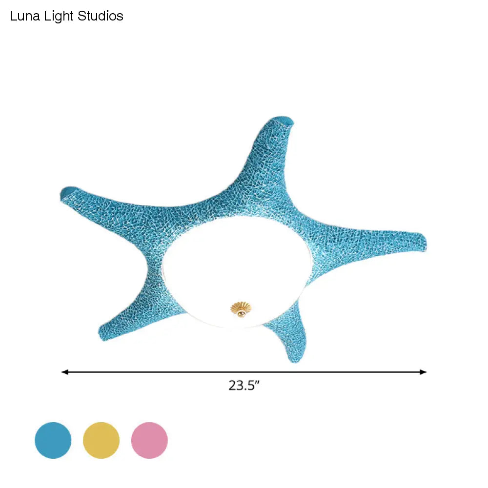 Noche estrellada en tu habitación - Luminaria empotrada LED de estrella de mar de resina para niños en alegre rosa, amarillo y azul con luz blanca/cálida