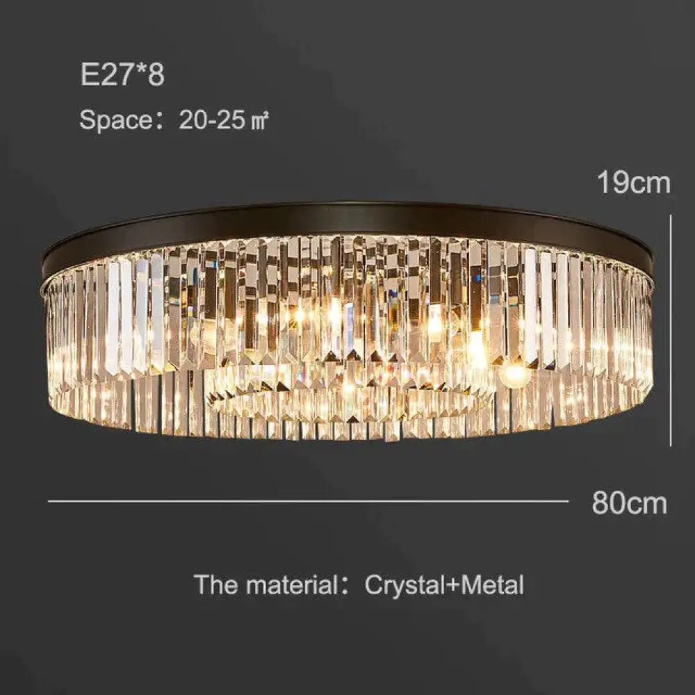 Nowoczesna kryształowa lampa sufitowa Living Crystal lampa sufitowa sypialnia klasyczne okrągłe lampy sufitowe czarna podstawa oprawy Led jadalnia