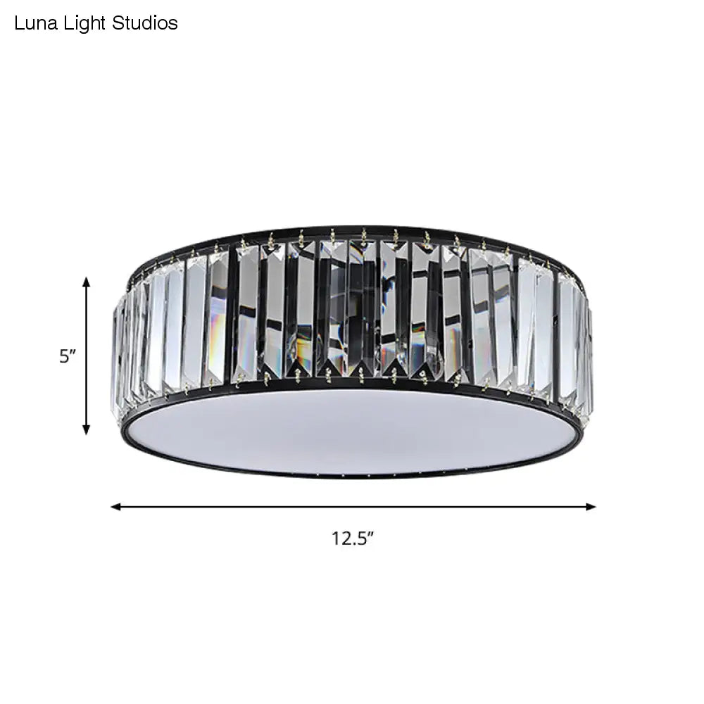 Eenvoudige trommel-inbouwlamp met kristallen schaduw - Zwart/brons 3/4/5-lichtarmatuur voor slaapkamers