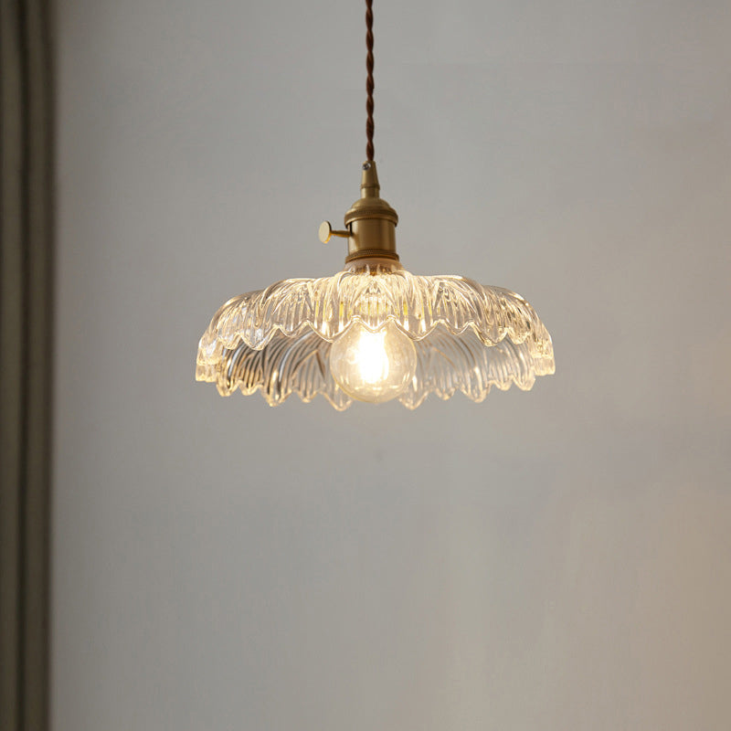 Przemysłowa lampa sufitowa z zapiekaną krawędzią Pojedyncza wisząca lampa wisząca z przezroczystego szkła do restauracji