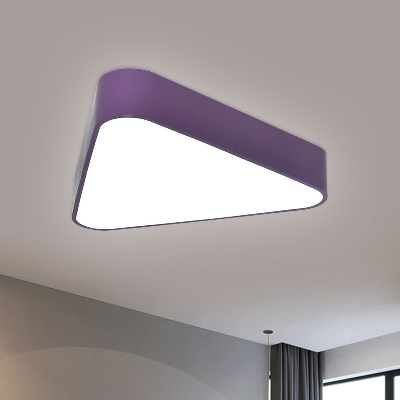 Dreiecksspaß: LED-Unterputzleuchte aus Acryl für Kinder in Weiß/Gelb/Violett für deckennahe Beleuchtung