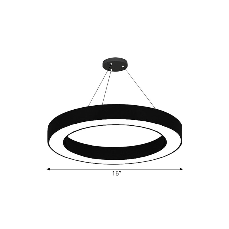 Kreisförmiges LED-Pendelleuchten-Set, minimalistische Büro-Hängelampe aus Acryl in Schwarz, 16