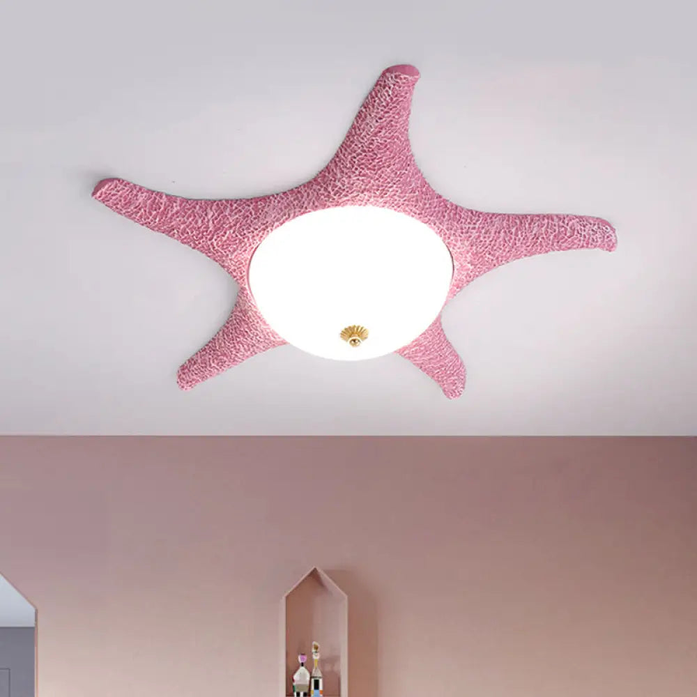 Noche estrellada en tu habitación - Luminaria empotrada LED de estrella de mar de resina para niños en alegre rosa, amarillo y azul con luz blanca/cálida