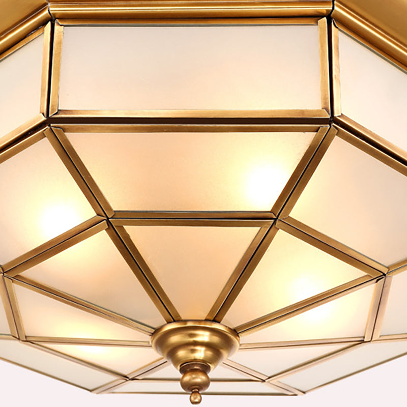 Colonial Brass Ceiling Light with Prismatic Milky Glass - 4/6 Bulbs - Ideal for Living Rooms - 17
