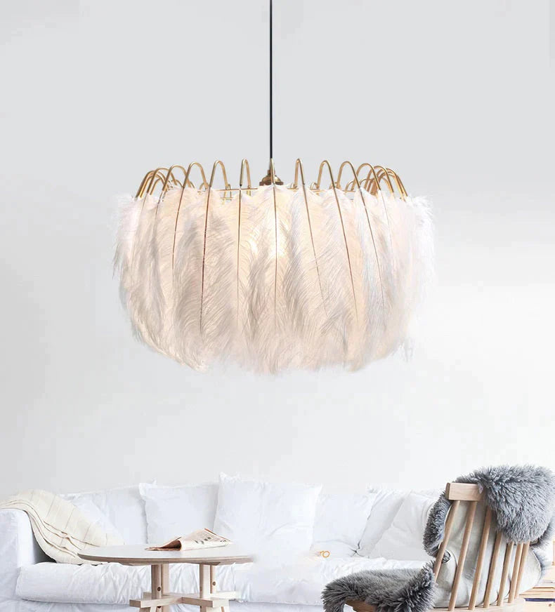 Nowoczesna nordycka wróżka z piórami żyrandol lampa wisząca Loft światła żywe zawieszenie oprawy oświetleniowe