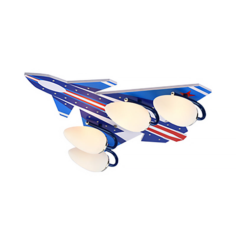 Modern American Style Wood Ceiling Lamp - Plane Shade Study Room Ceiling Mount, 4 Lights