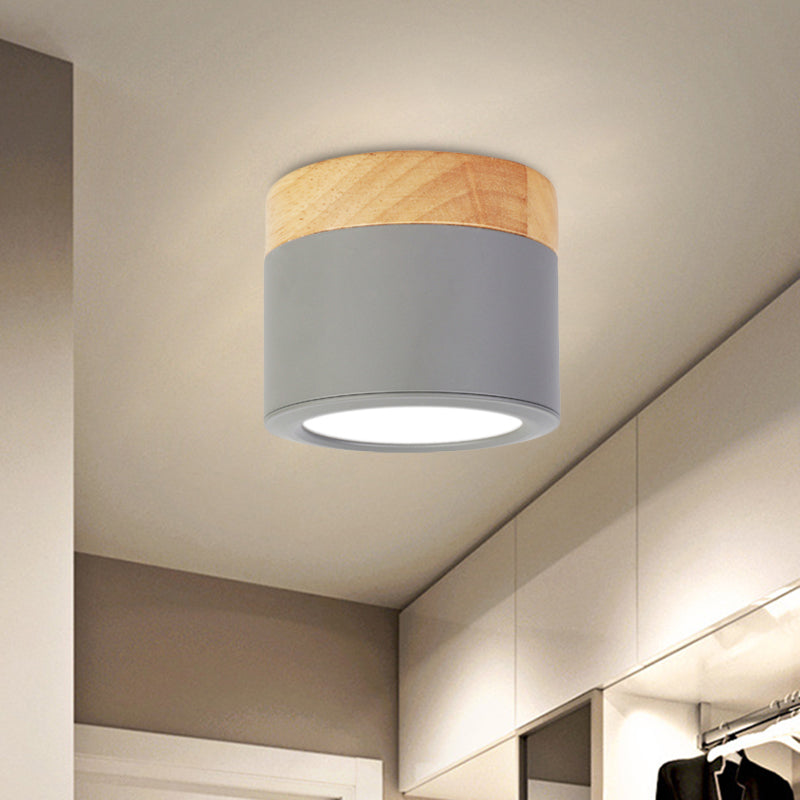 Plafoniera rotonda da incasso in acrilico Macaron Loft per corridoio bagno - Lampada piccola verde/grigio/bianco