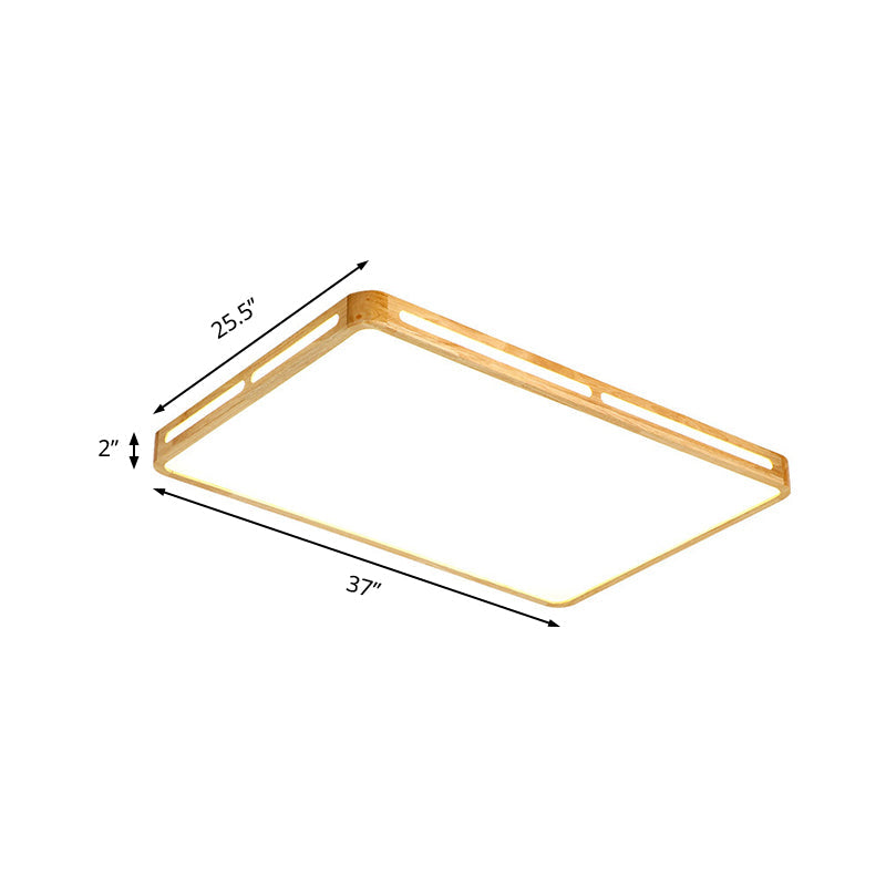 Minimalist Wood Beige LED Flush Mount Lamp for Bedroom - 25.5