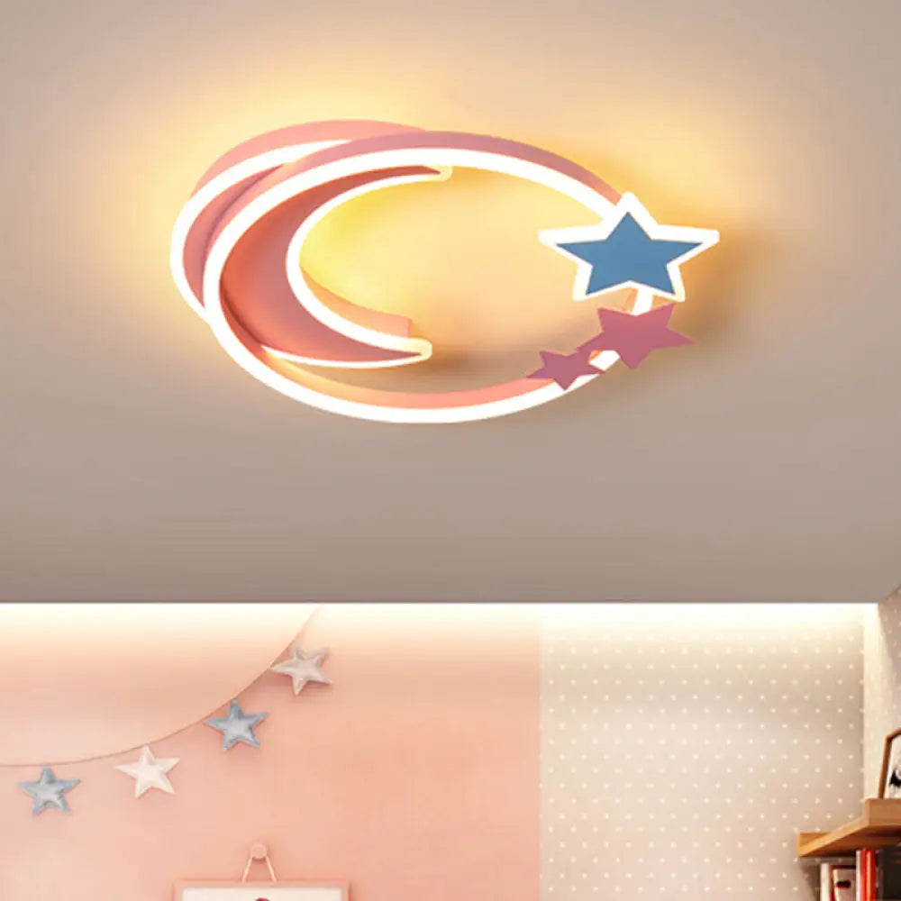 Cartoon-Halbmond- und Stern-Unterputz-LED-Deckenleuchte für Kinderzimmer