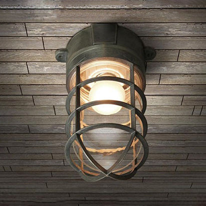 Industrial Flush Mount Ceiling Light with Clear Glass Cylinder Shade in Black/White/Pink - 1 Light