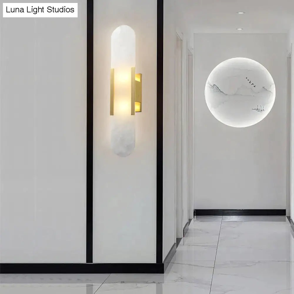 Lampada da parete in marmo semplice e moderna nordica Lampada da parete in rame per camera da letto studio scala