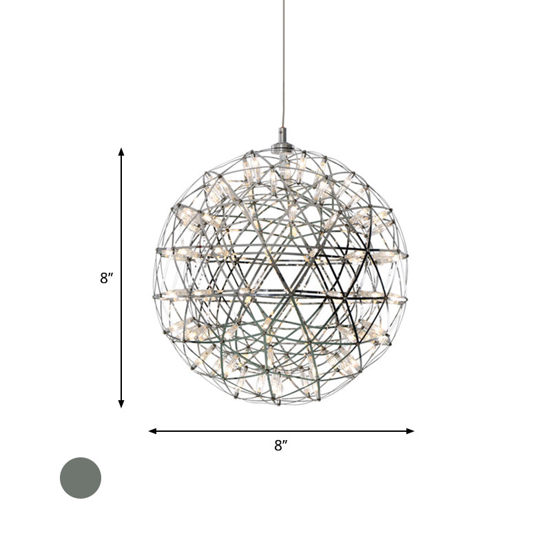 Modernist Stainless Steel Firework Chandelier with LED Orb Shade - 8
