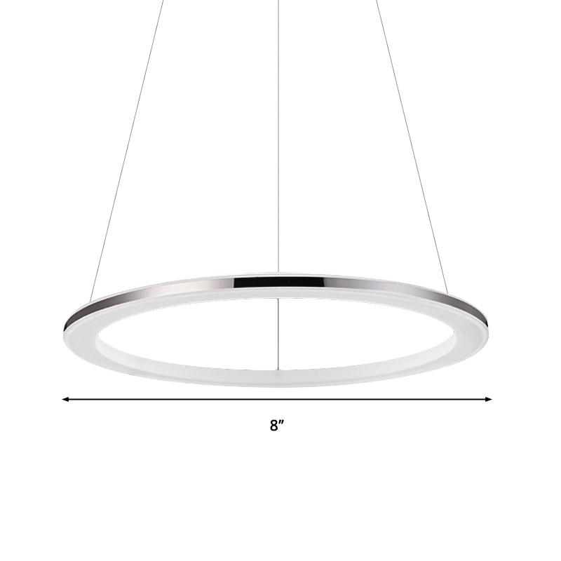 Contemporary LED Acrylic Round Ceiling Pendant Chandelier - 1/2/3-Head Silver - Warm/White Light