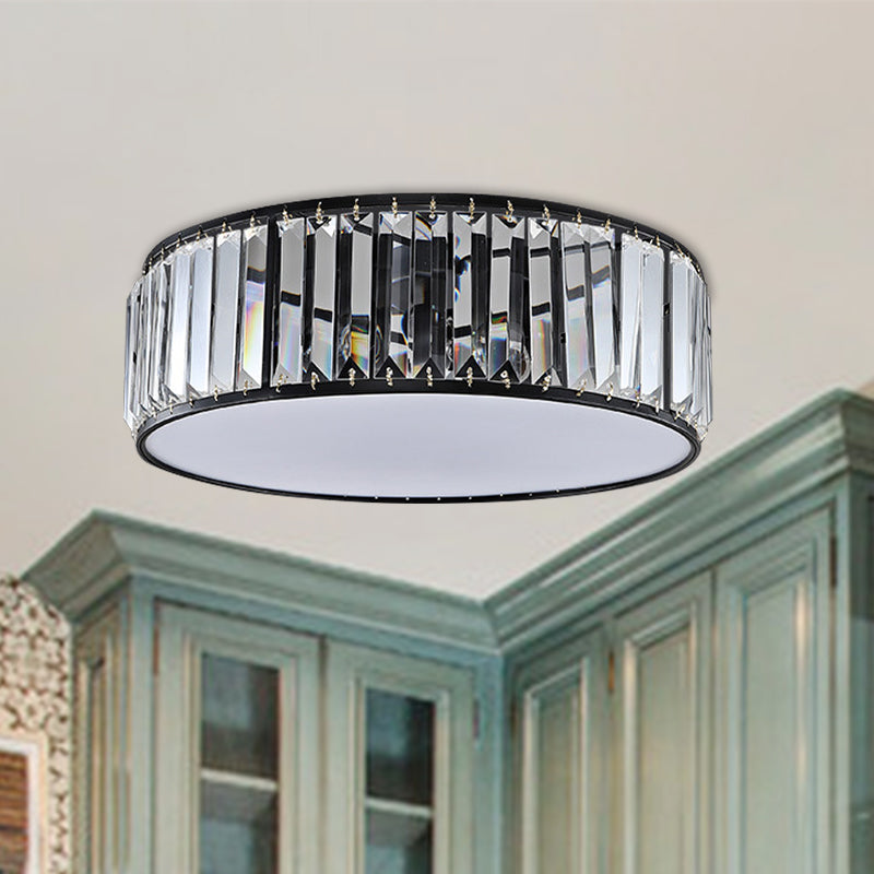 Eenvoudige trommel-inbouwlamp met kristallen schaduw - Zwart/brons 3/4/5-lichtarmatuur voor slaapkamers