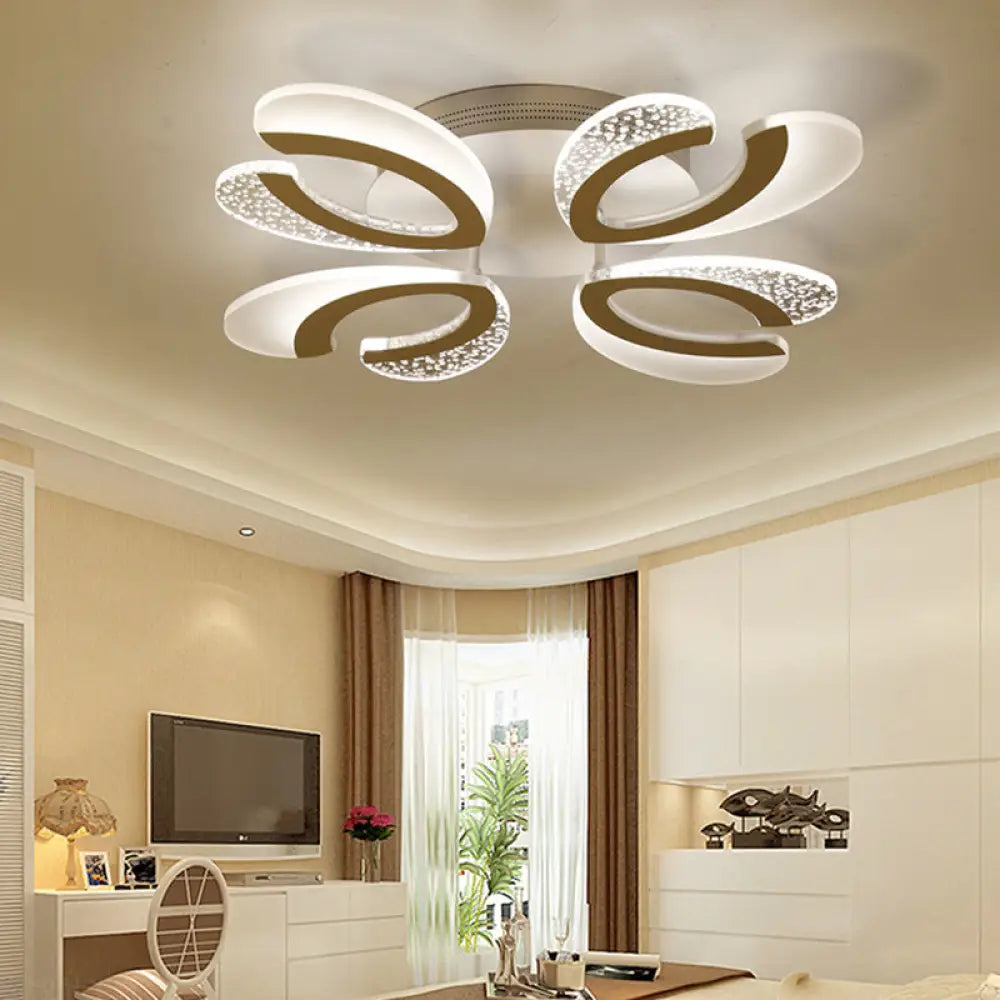 Minimalistische weiße Blumen-LED-Acryl-Unterputzleuchte für die Wohnzimmerdecke